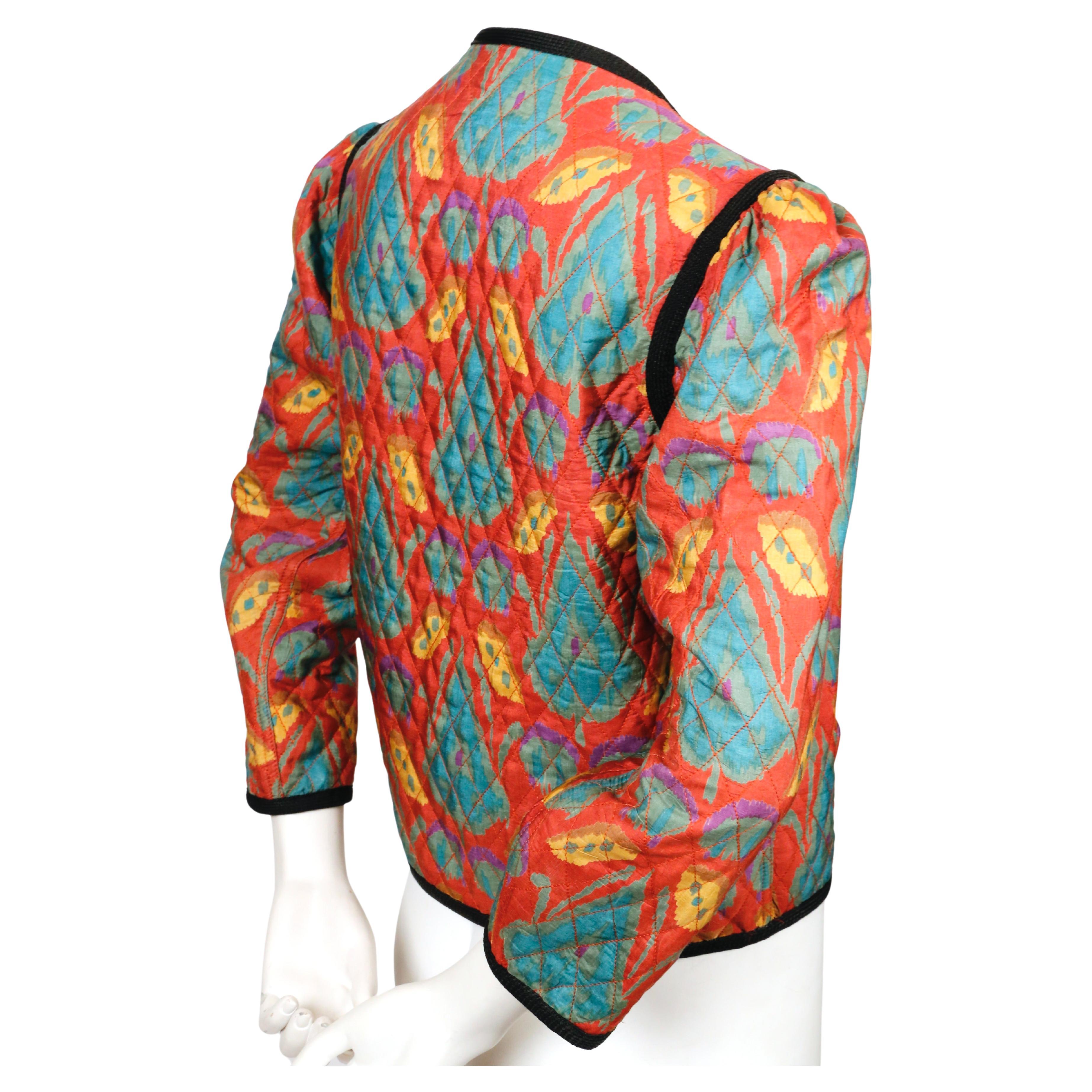 1979 YVES SAINT LAURENT silk IKAT quilted RUNWAY jacket In Good Condition In San Fransisco, CA
