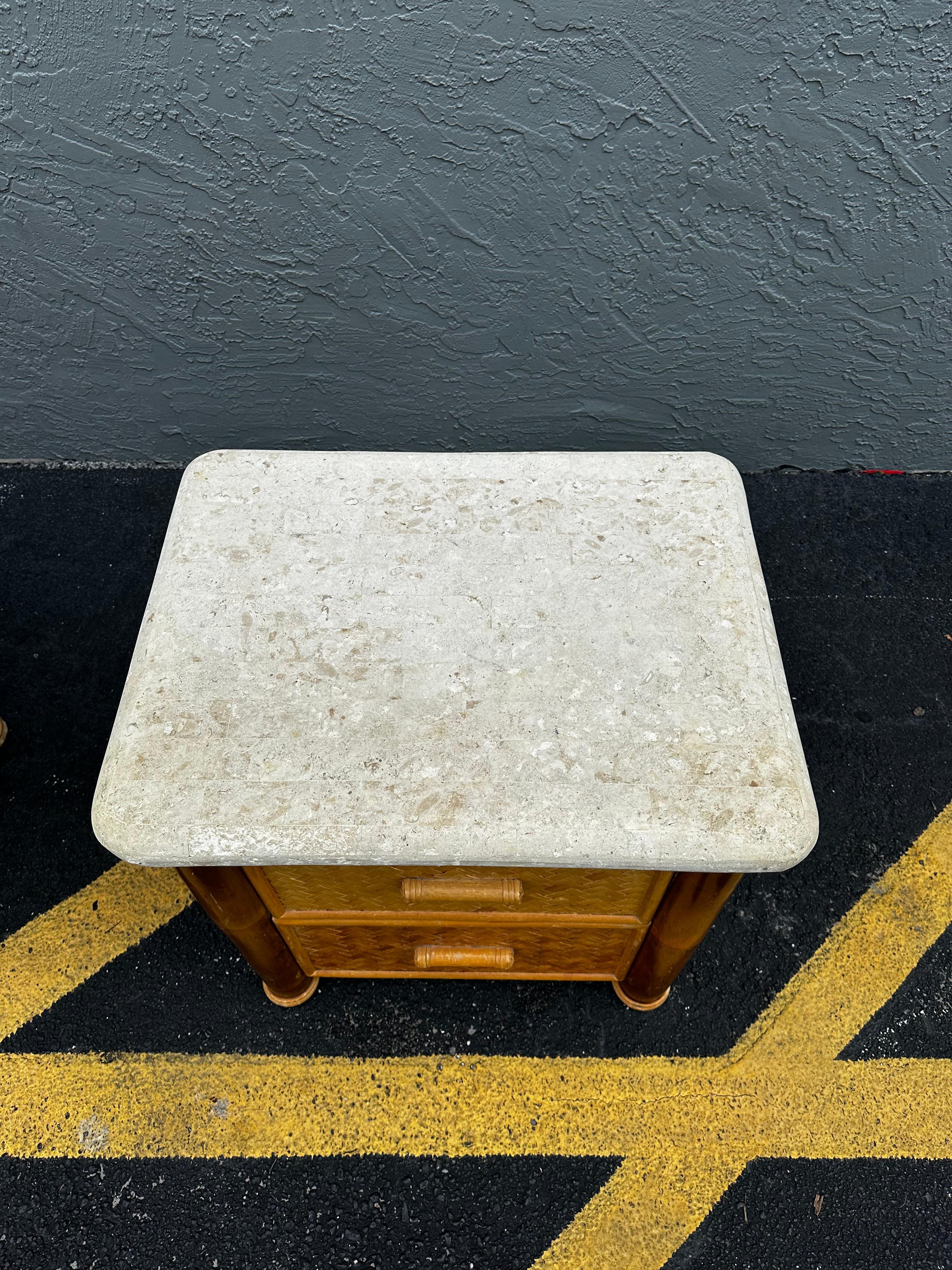 Comodini in rattan intrecciato in bambù del 1979 in vendita 3