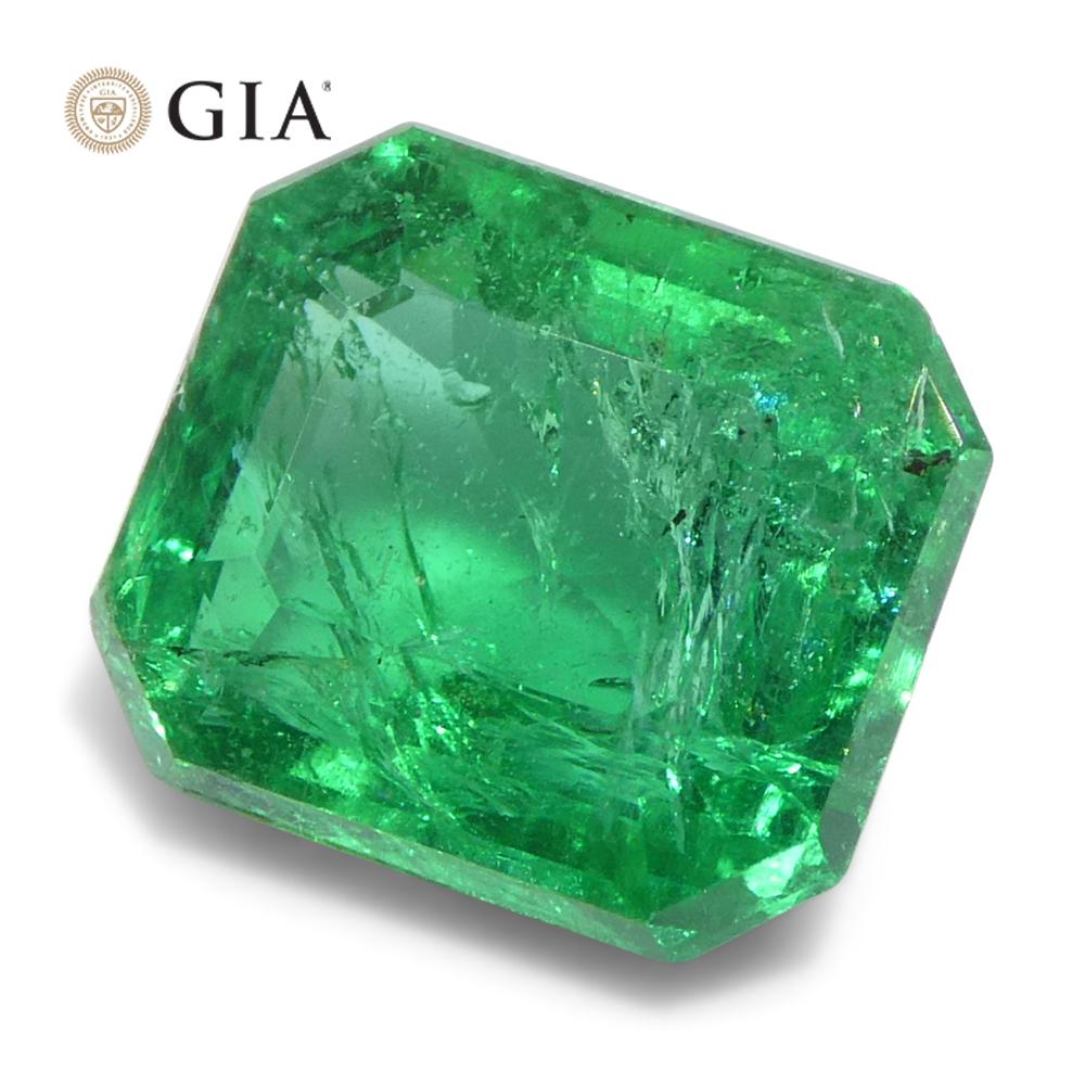 1.97ct Octagonal/Emerald Cut Green Emerald GIA Certified Zambia (F2) en vente 6