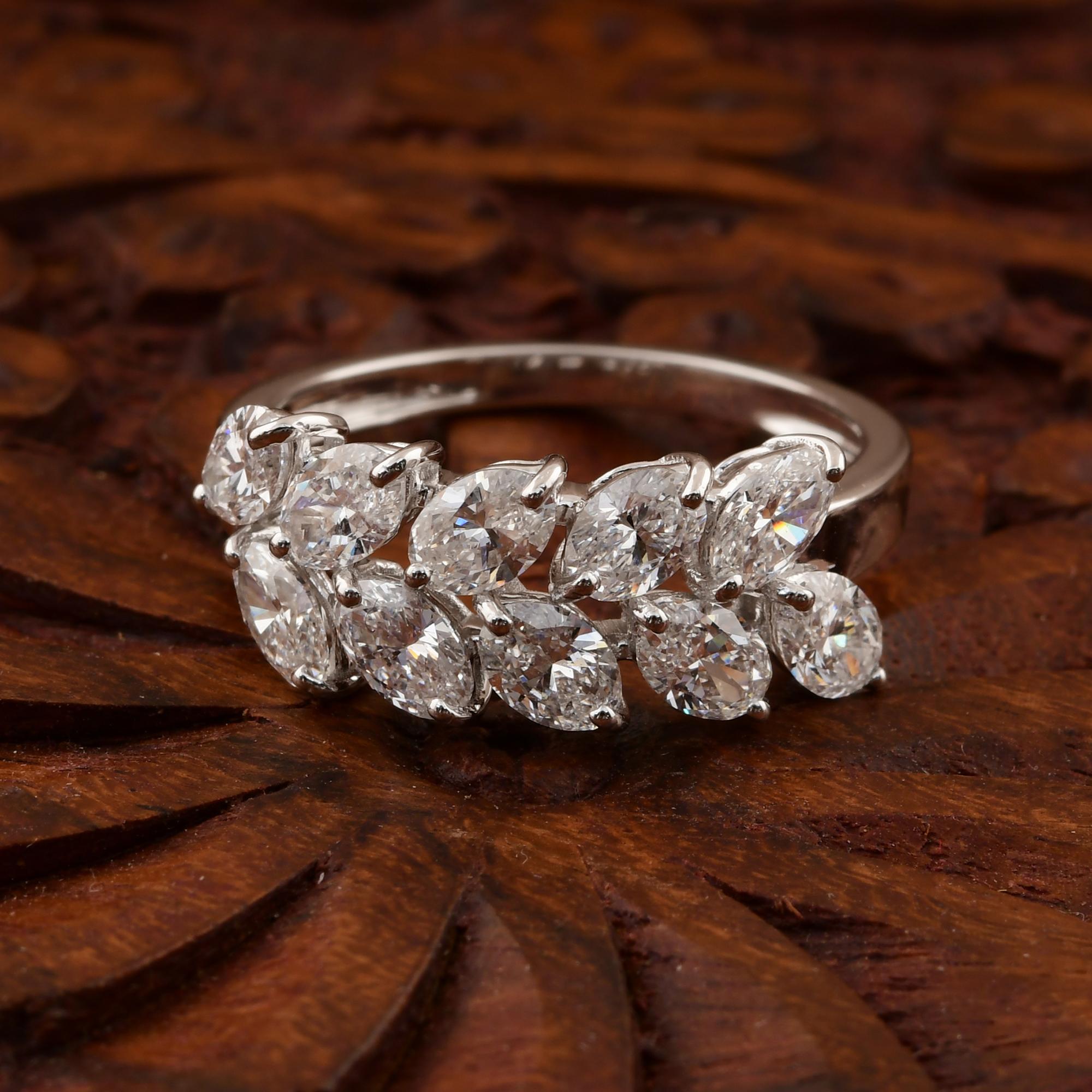 For Sale:  1.97Ct SI/H Marquise Diamond Cluster Band Ring 14k White Gold All Tariffs Gold 7