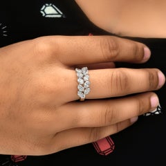 18k White Gold 1.97 Ct SI/H Marquise Cut Diamond Cluster Ring for Women Wedding