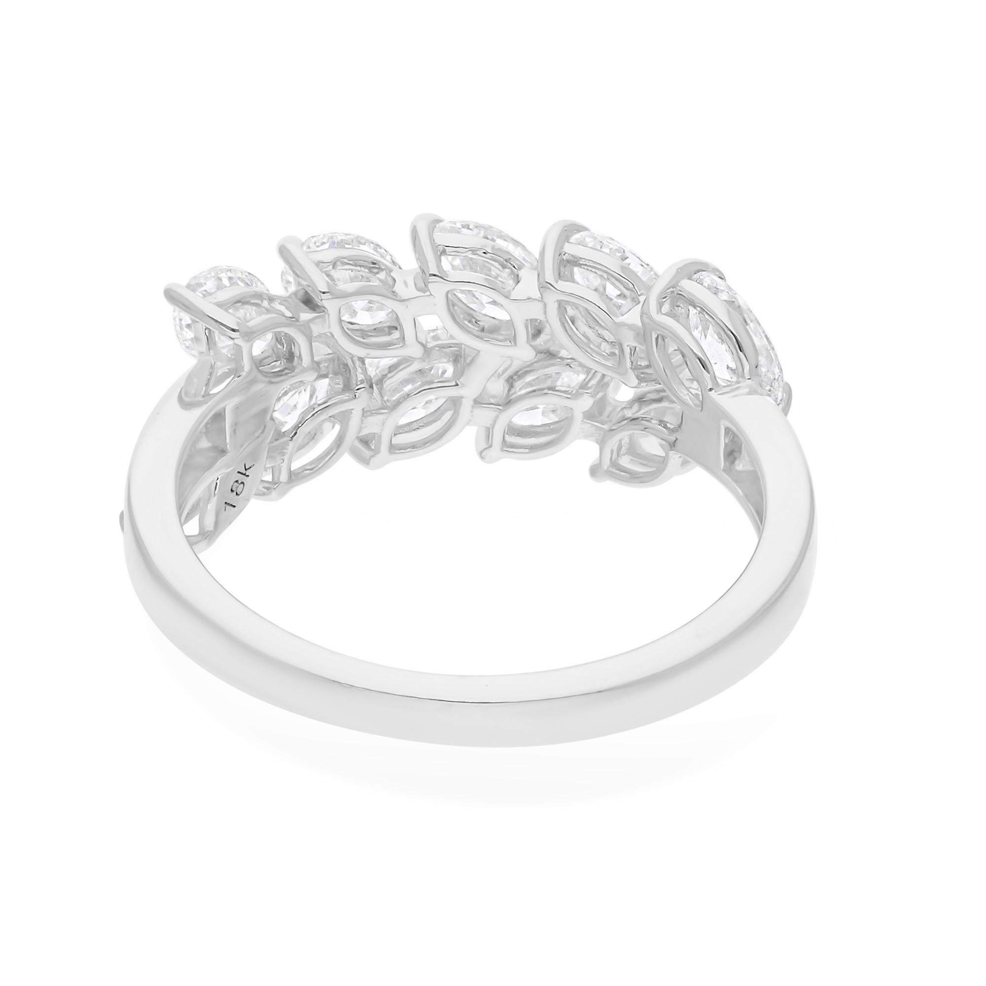 En venta: 1.97Ct SI/H Anillo en Racimo de Diamantes Marquesa Oro Blanco 18k Todas las Tarifas Oro  4