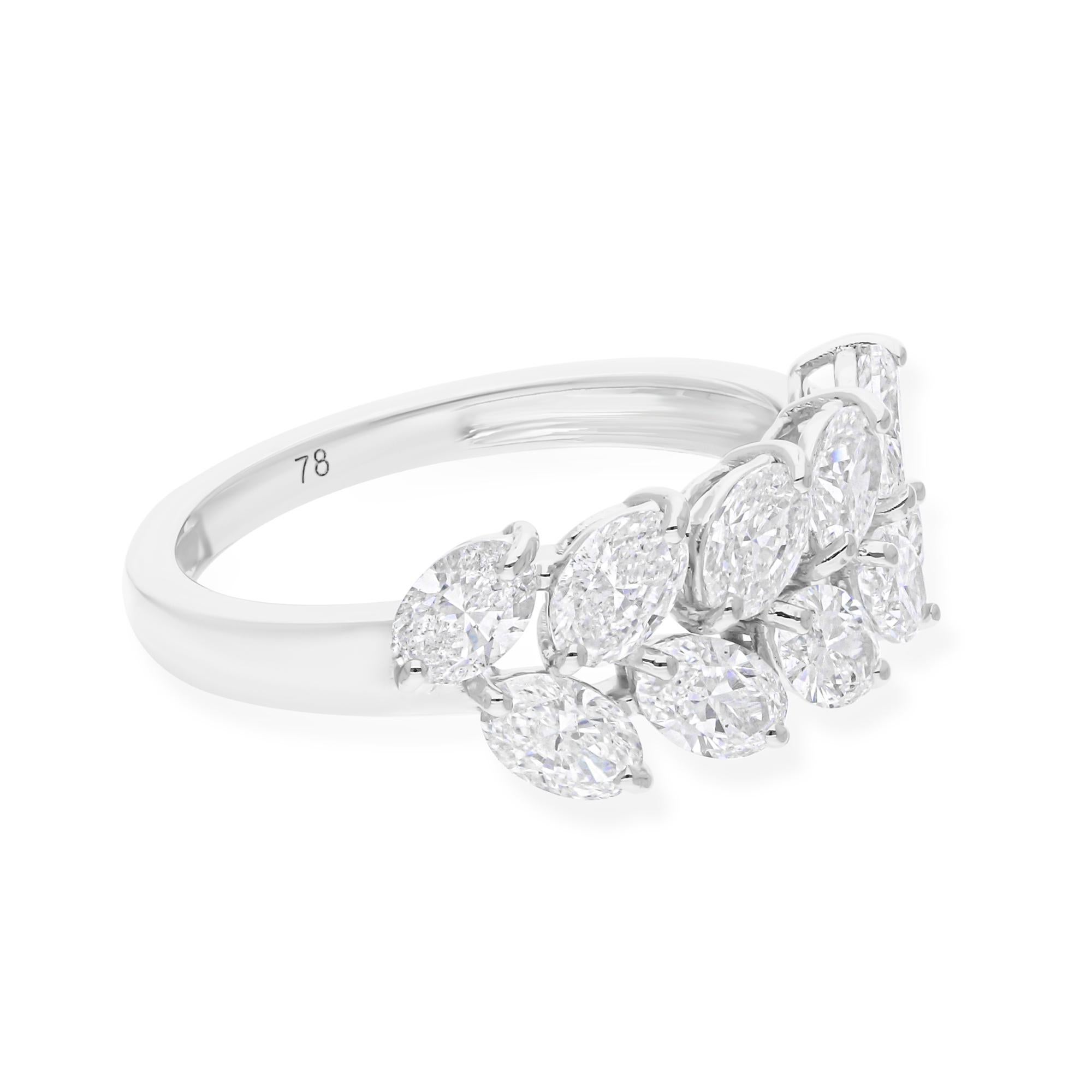 En venta: 1.97Ct SI/H Anillo en Racimo de Diamantes Marquesa Oro Blanco 18k Todas las Tarifas Oro  8