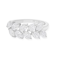 1.97Ct SI/H Marquise Diamond Cluster Band Ring 18k White Gold All Tariffs Gold