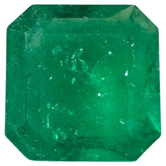 Pierre de naissance de mai de 1,97 carat, émeraude colombienne verte Muzo de 8,5 x 8,5 mm, taille Asscher
