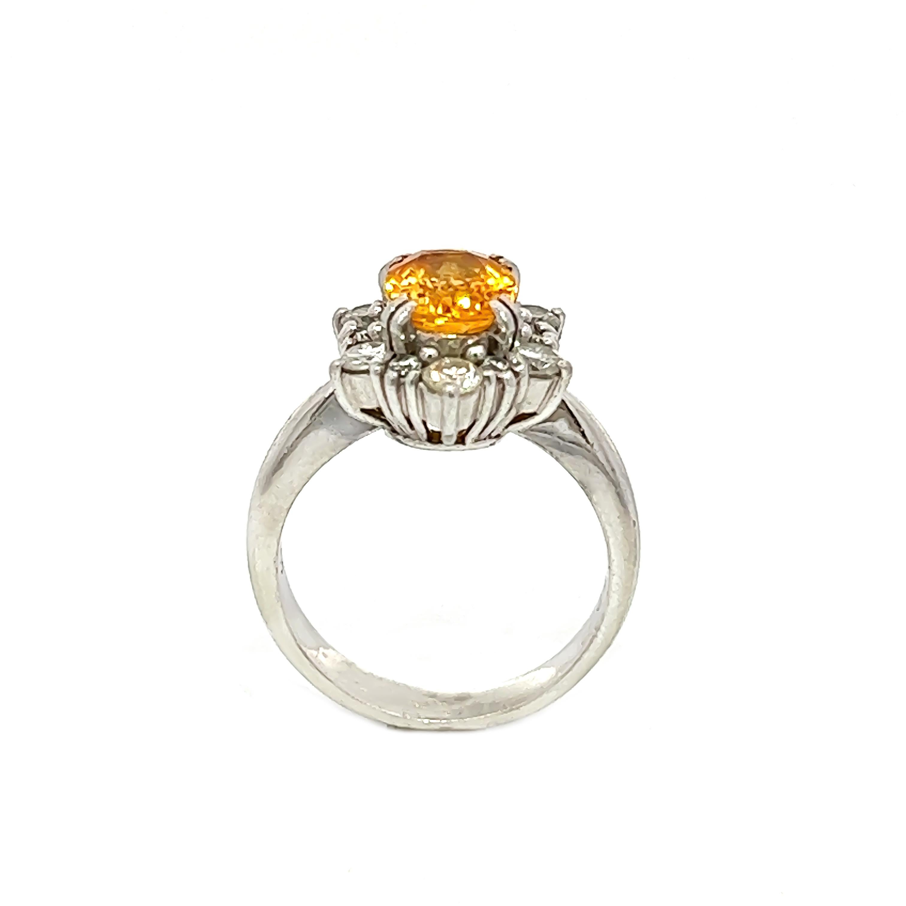 Round Cut 1.97CT Total Weight Yellow Sapphire & Diamonds set in PLAT For Sale