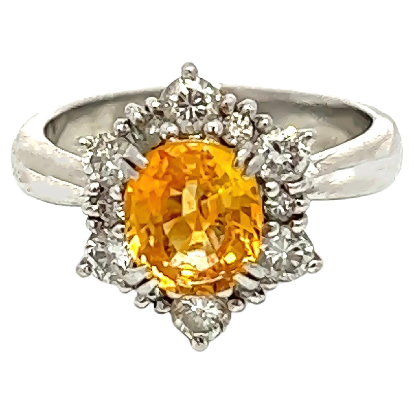 1.97CT Total Weight Yellow Sapphire & Diamonds set in PLAT For Sale