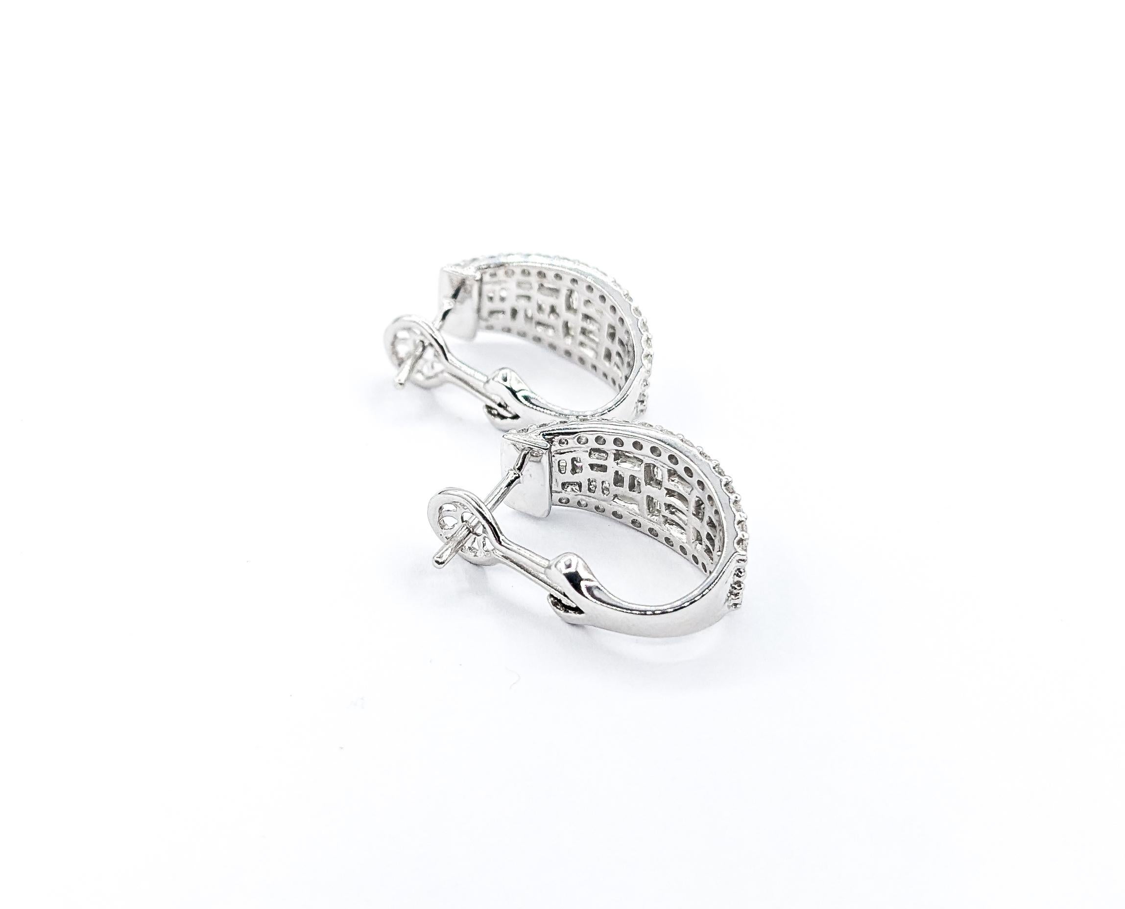 Women's 1.97ctw J Hoop Diamond Earrings In White Gold For Sale