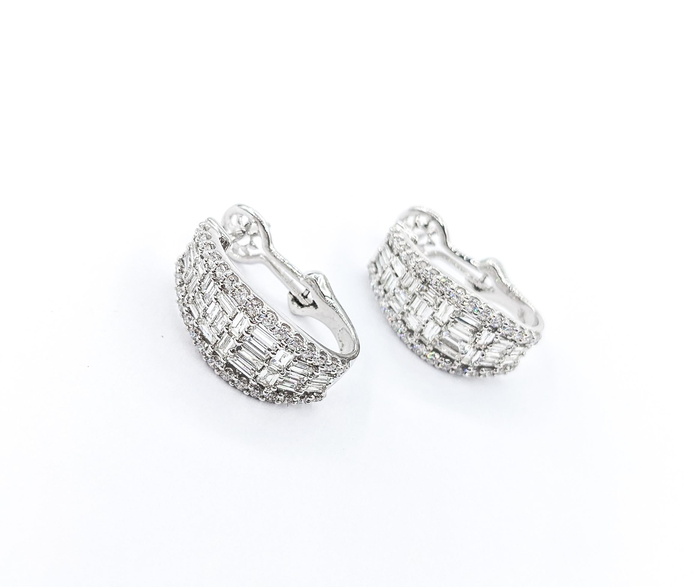1.97ctw J Hoop Diamond Earrings In White Gold For Sale 1
