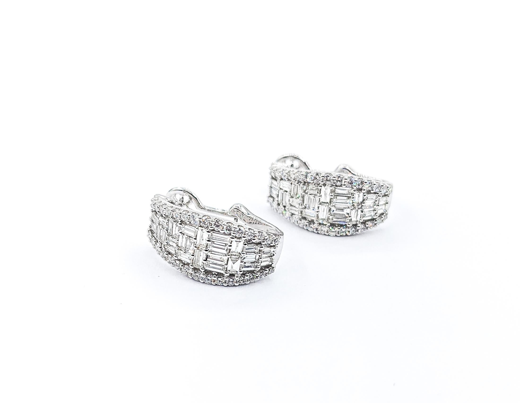 1.97ctw J Hoop Diamond Earrings In White Gold For Sale 2