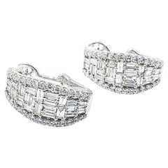 1.97ctw J Hoop Diamond Earrings In White Gold
