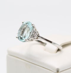 1.98 Aquamarine Diamond White Gold Ring