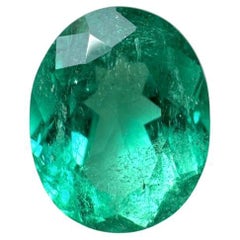 1.98 Carat 9x7 Bright Green Colombian Emerald - Oval Cut May Birthstone Gem