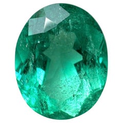 1.98 Carat 9x7 Bright Green Colombian Emerald - Oval Cut  May Birthstone Gem