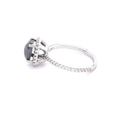1.98 Carat Black White Diamond White Gold Engagement Ring