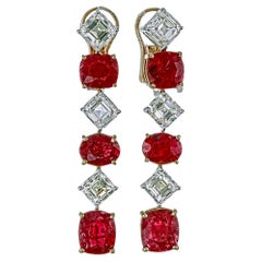 1.98 Carat Burma Ruby No Heat And Diamond Earrings In 18K White Gold