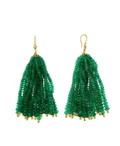 198 Carat Colombian Emerald Beads Hanging Drop Earrings 18 Karat Gold