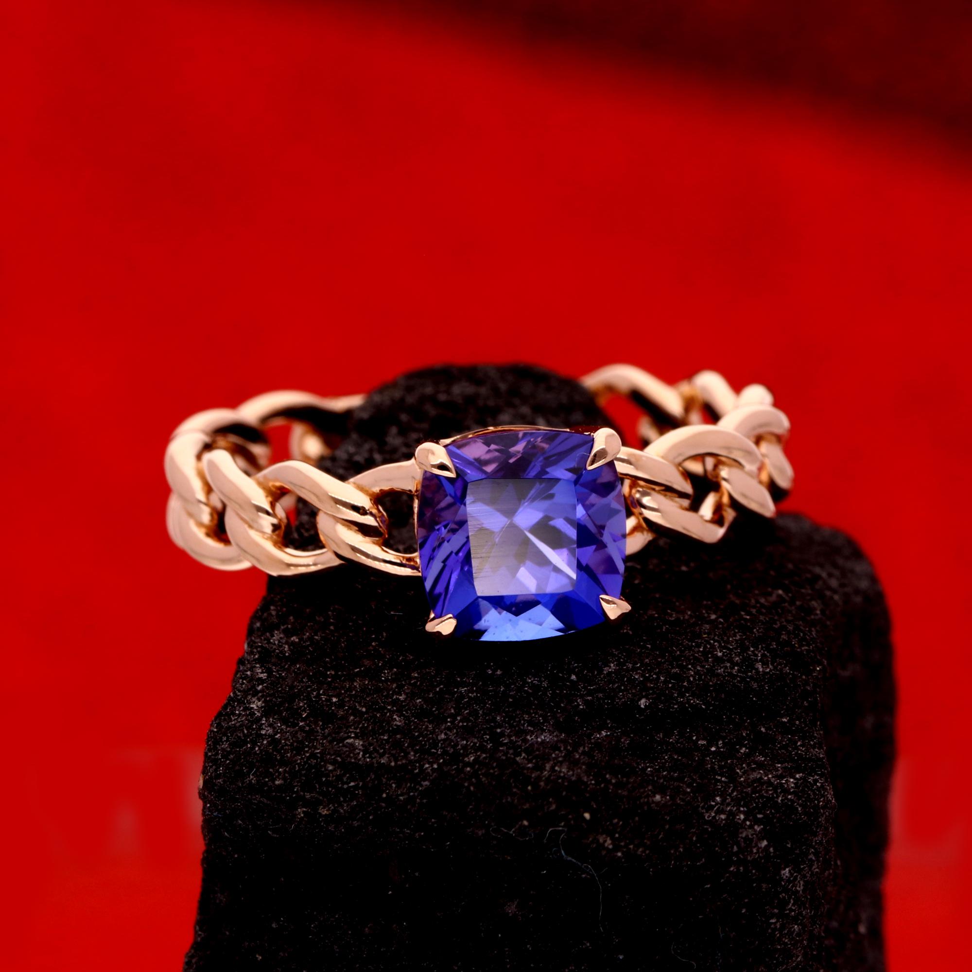 in vendita:  Anello solitario con pietra di nascita tanzanite a cuscino da 1,98 carati in oro rosa 18 carati 3