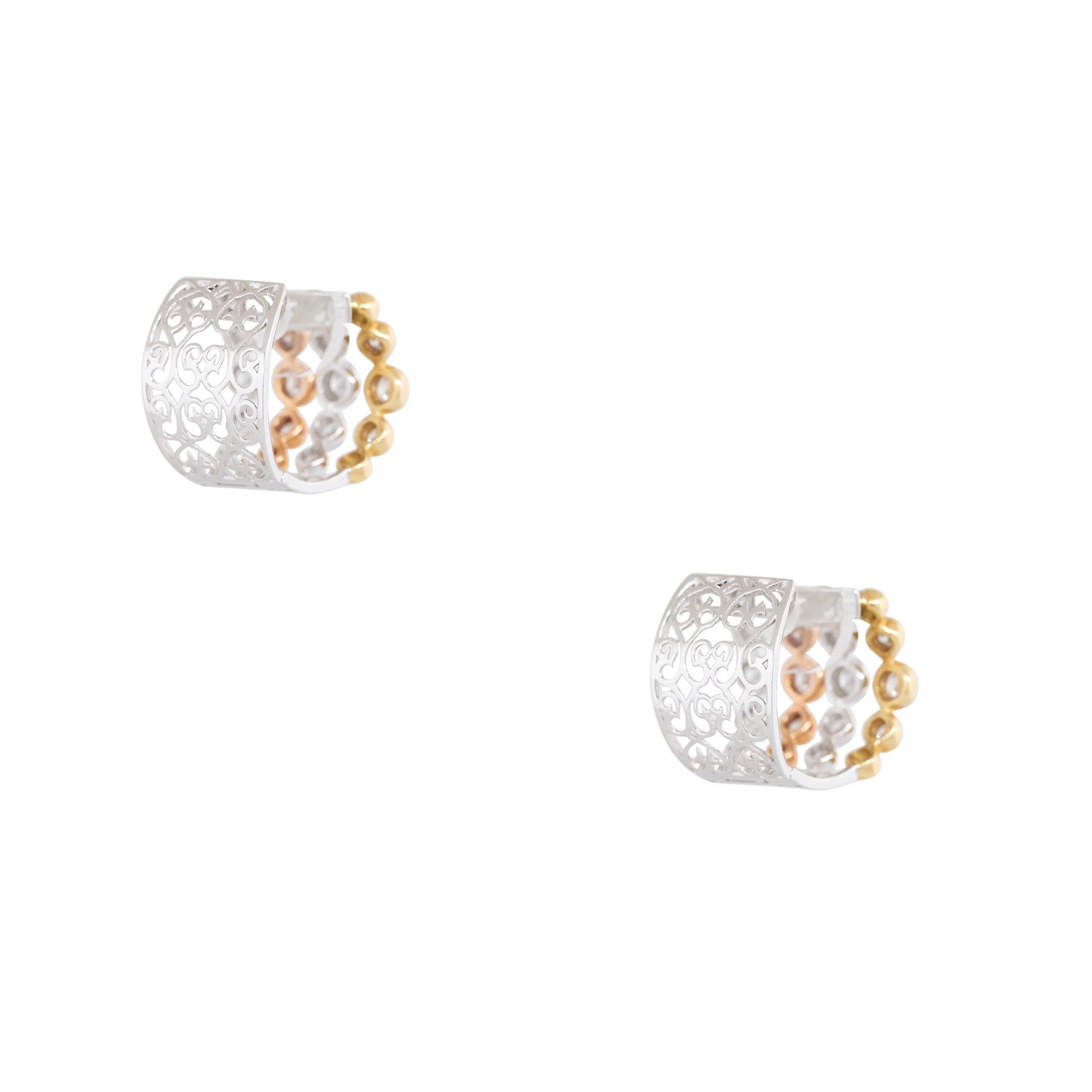 Modern 1.98 Carat Diamond 5-Row Bezel Set Hoop Earrings 18 Karat In Stock For Sale