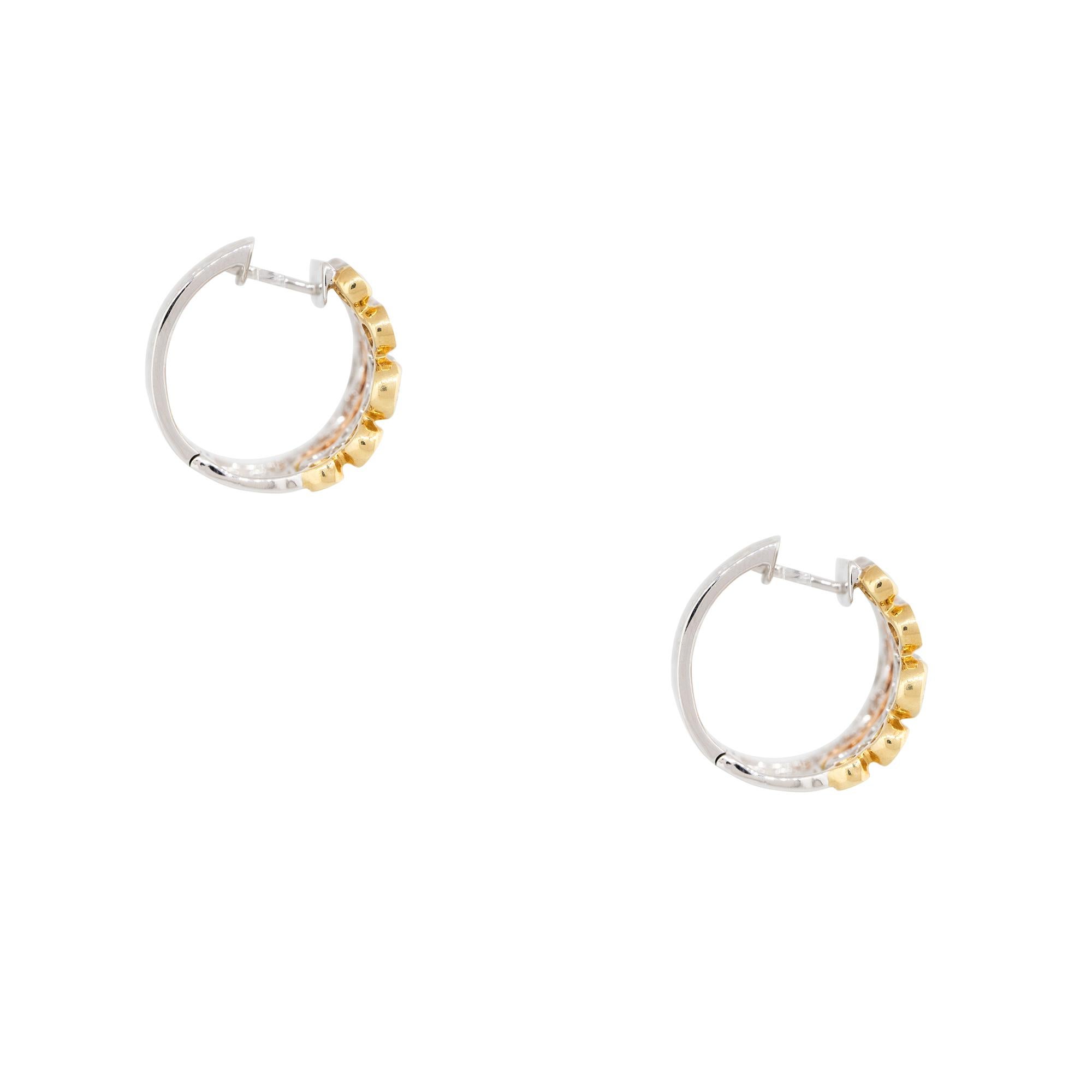 1.98 Carat Diamond 5-Row Bezel Set Hoop Earrings 18 Karat In Stock In Excellent Condition For Sale In Boca Raton, FL