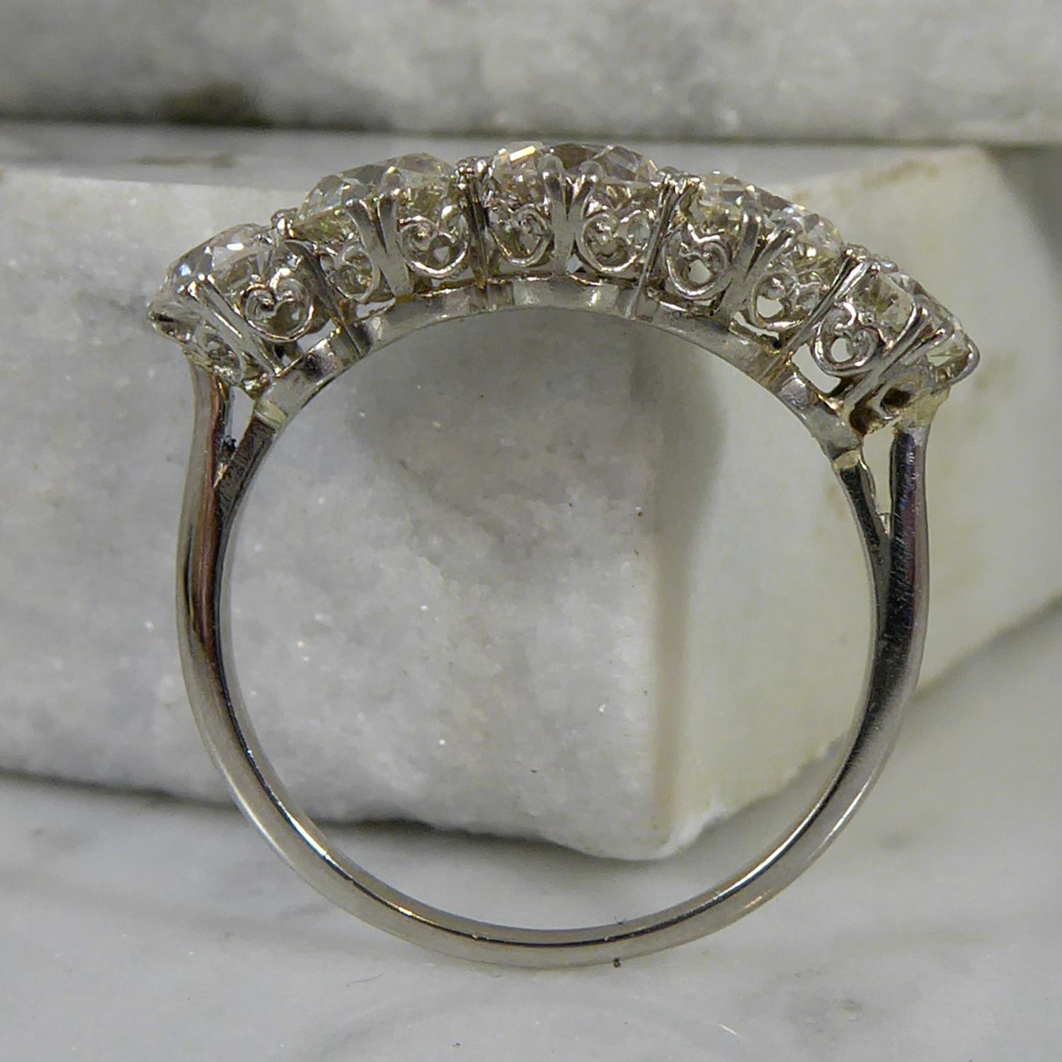 1.98 Carat Diamond Ring, Five Early Brilliant Cut Diamonds, Pre-1930s 3