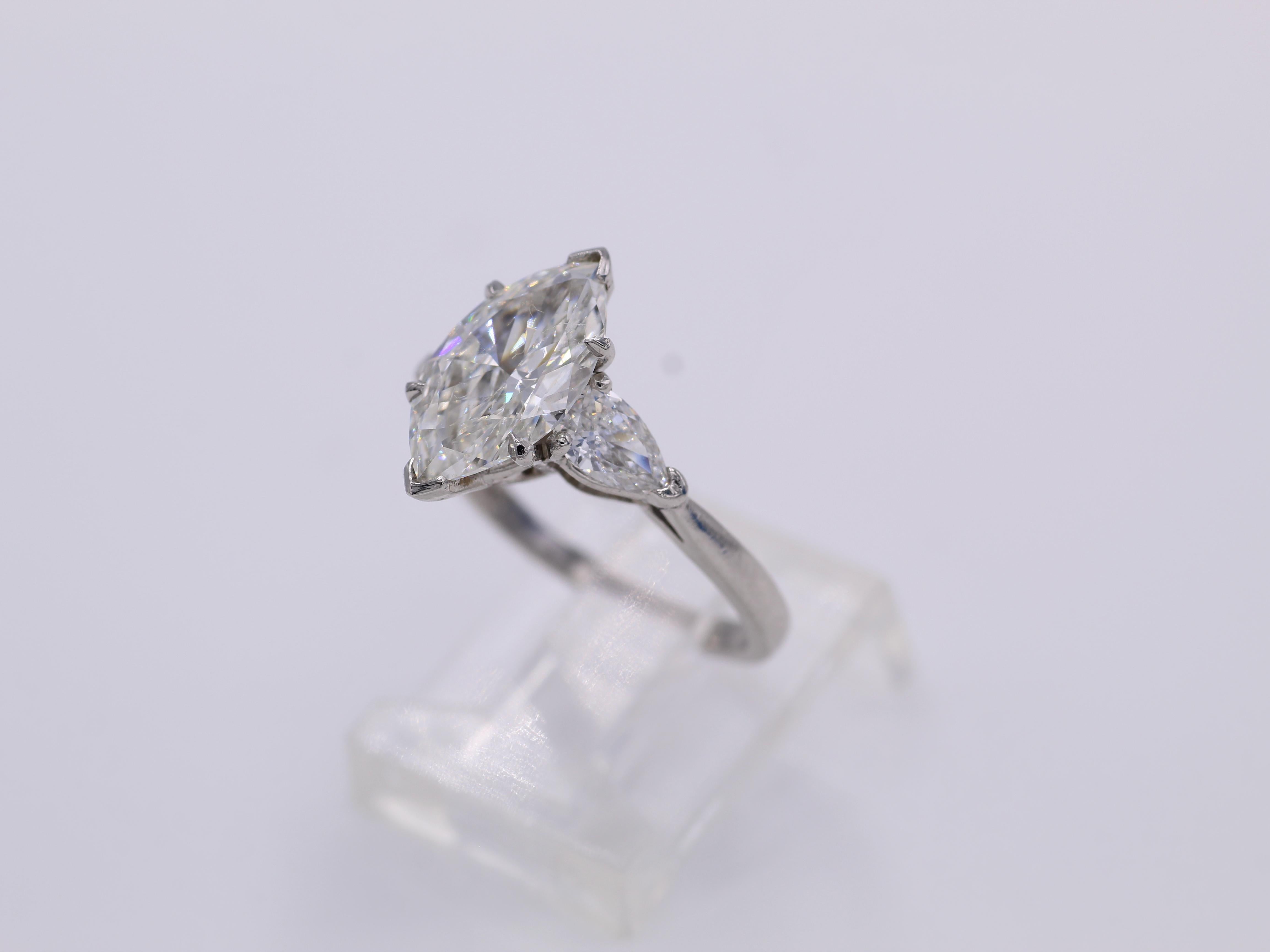Marquise Cut 1.98 Carat IVS1 GIA Certified Marquis Diamond Platinum Engagement Ring