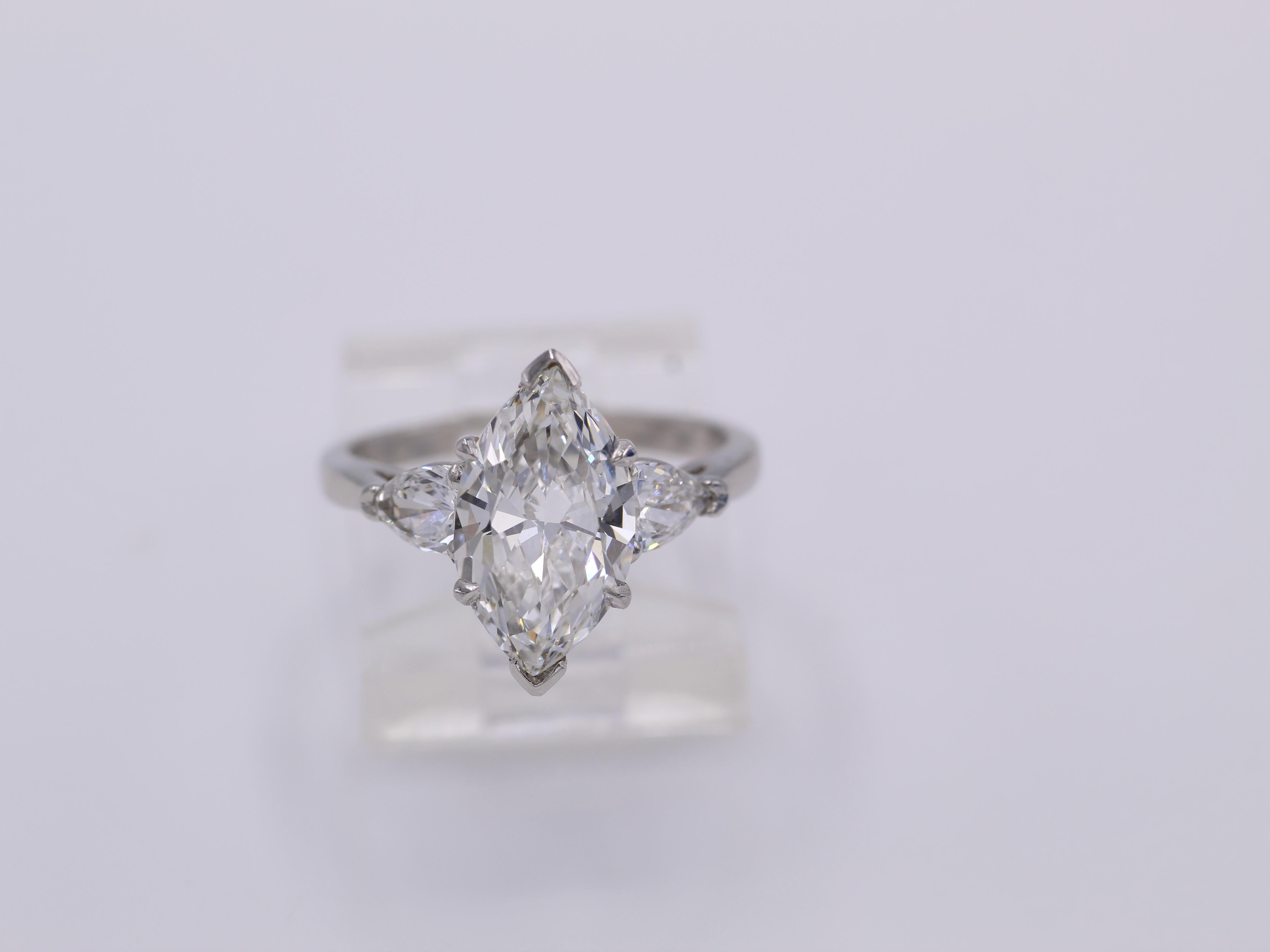 1.98 Carat IVS1 GIA Certified Marquis Diamond Platinum Engagement Ring In Excellent Condition In New York, NY
