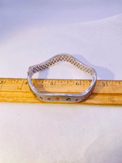 1.98 Carat Multi-Colored Sapphire Sterling Silver Sandblasted Bangle Bracelet