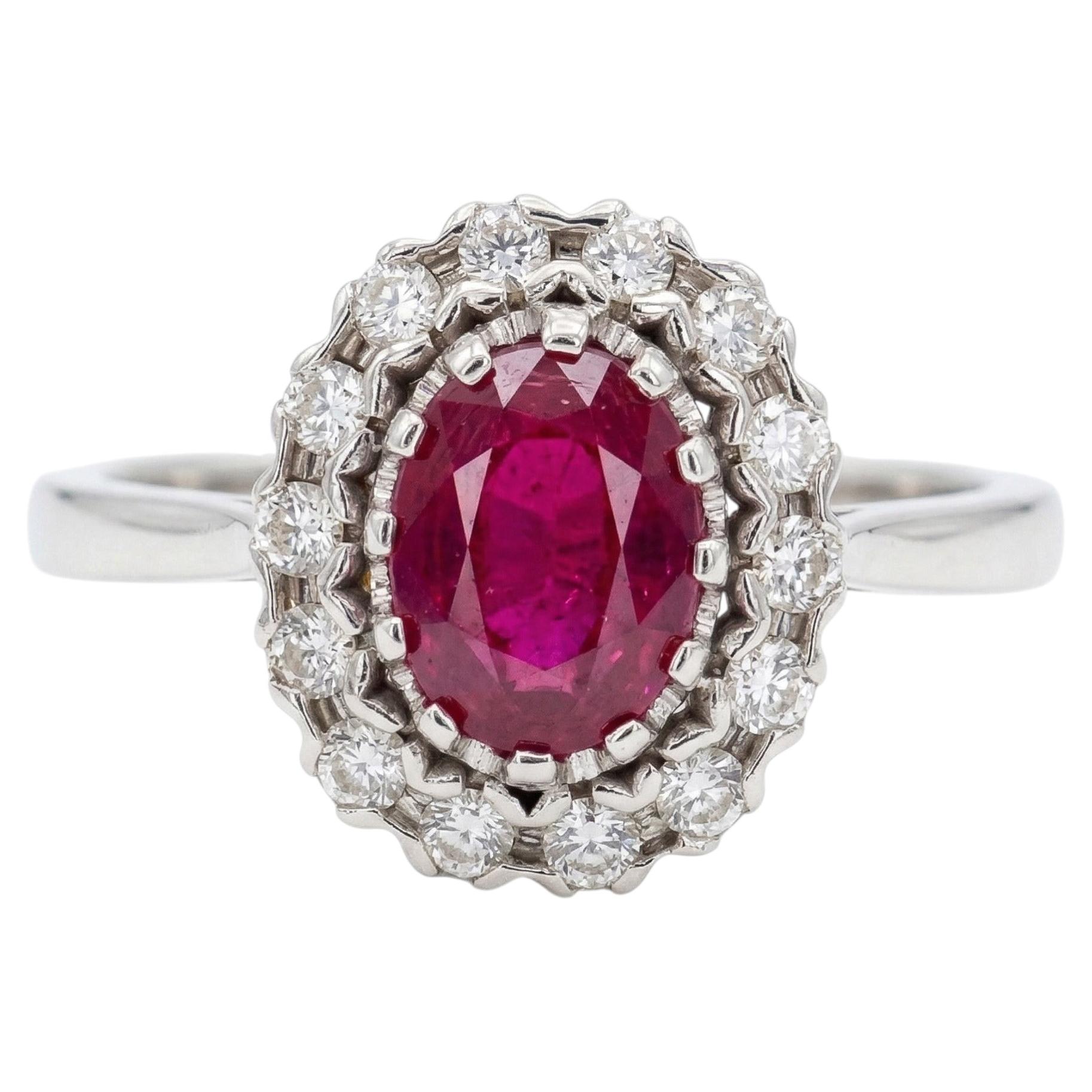 1.98 Carat No-Heat Ruby and Diamond Ring 18K WG