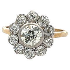 1.98 Carat Old Miner & Old European Diamond Edwardian Two Tone Gold Ring