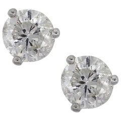 1.98 Carat Round Brilliant Diamond Studs