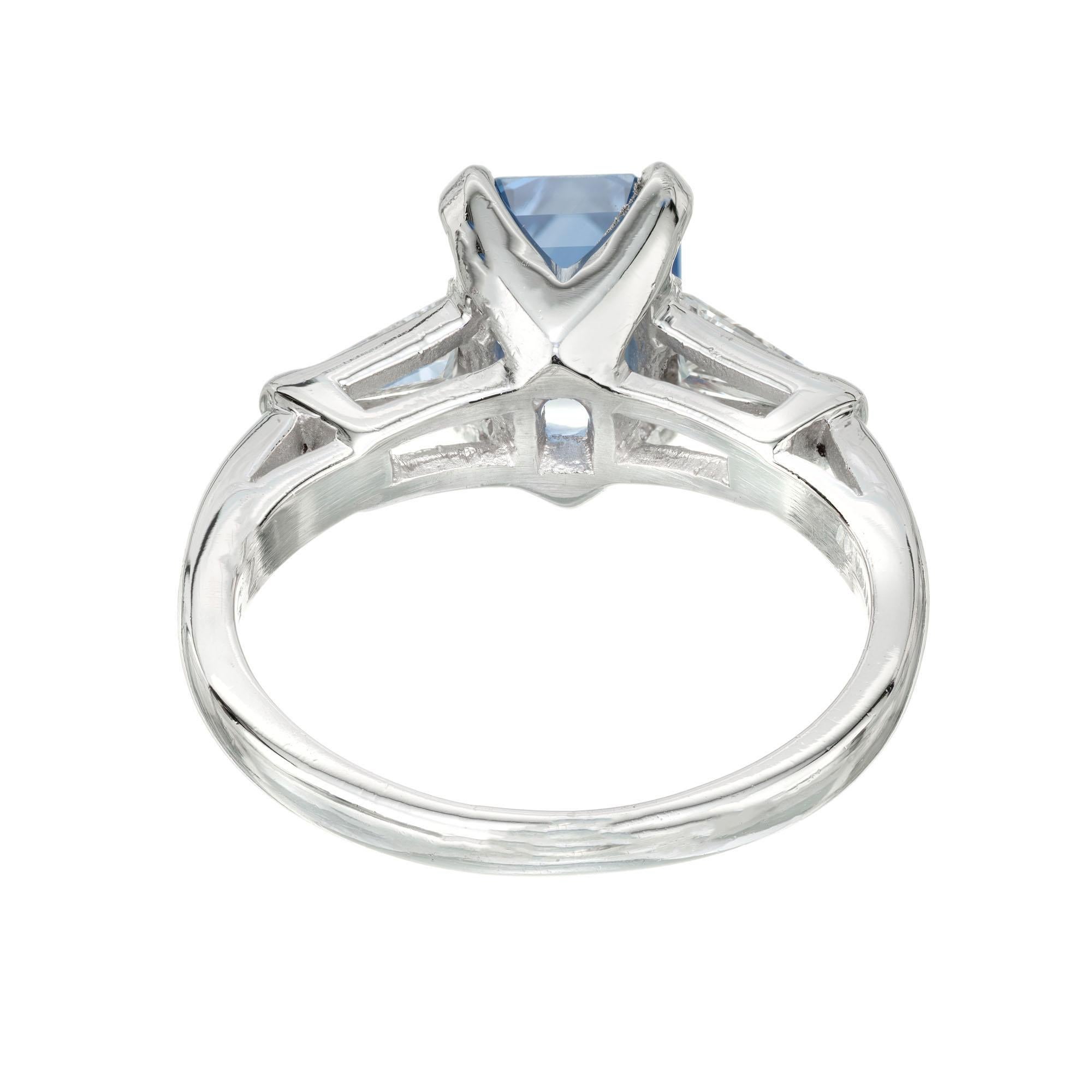 Women's 1.98 Carat Sapphire Diamond Platinum Three-Stone Engagement Ring For Sale