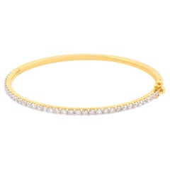 1.98 Carat SI Clarity HI Color Diamond Pave Sleek Bracelet en or jaune 18 carats