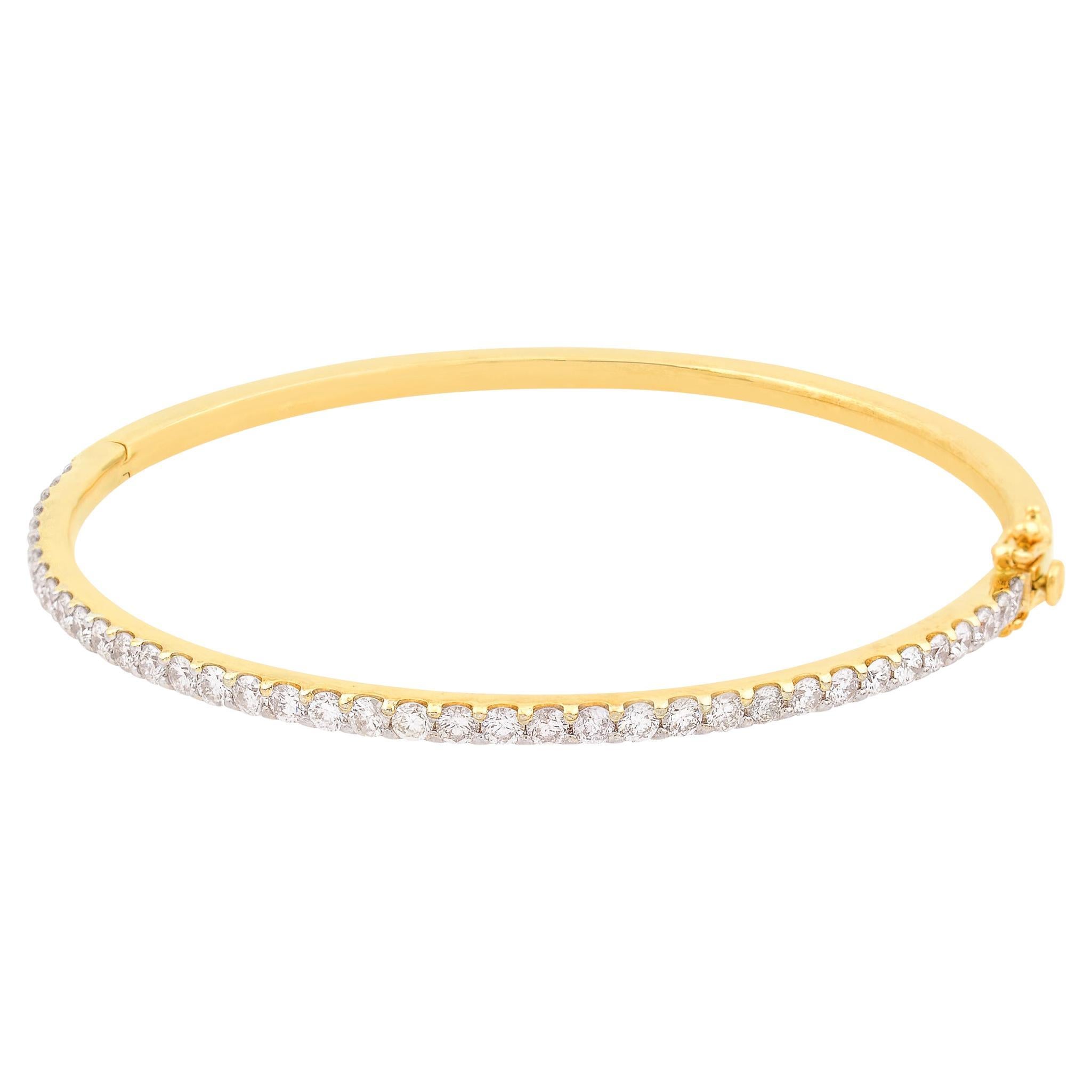 1.98 Carat SI Clarity HI Color Round Cut Diamond Tennis Bracelet 18K Yellow Gold
