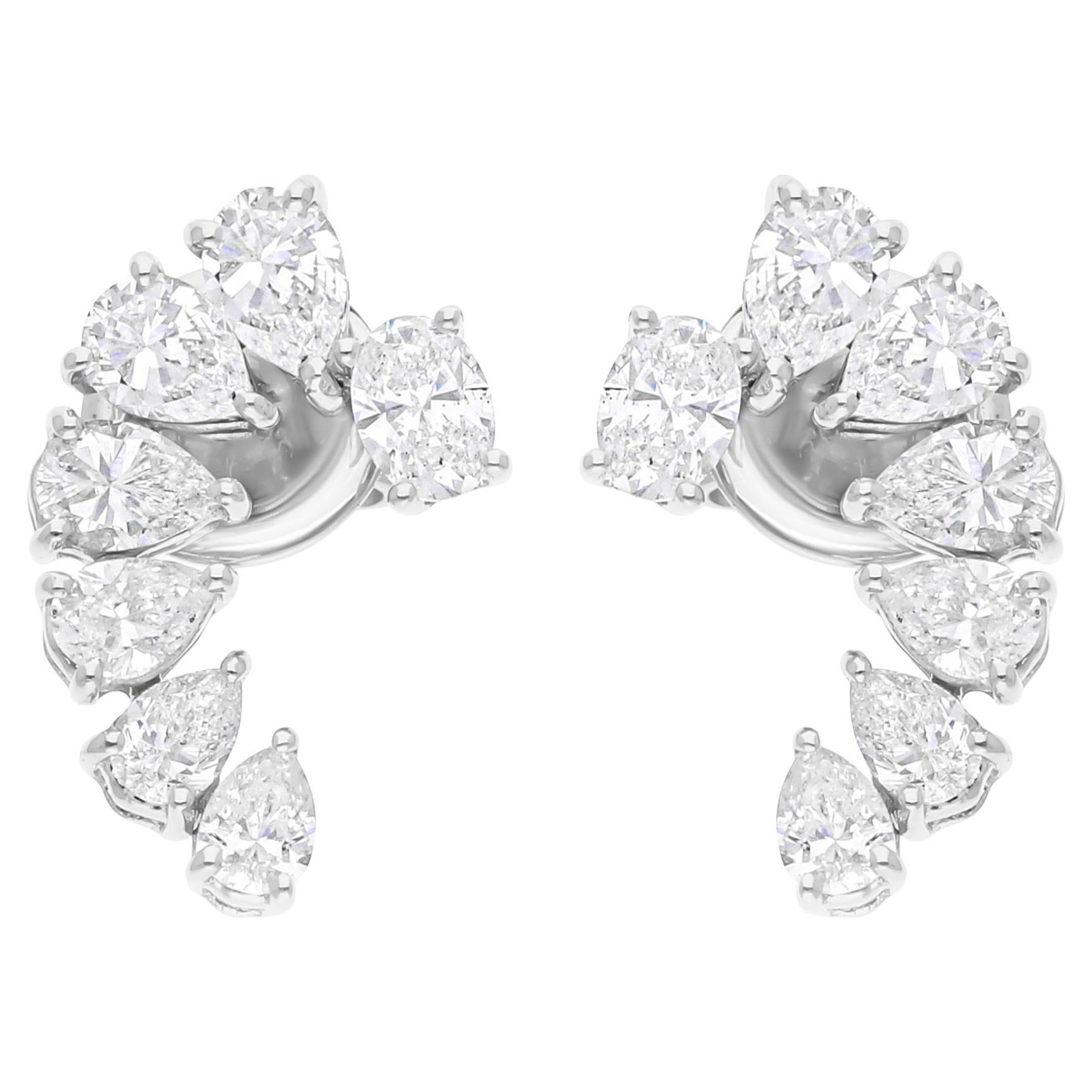 1.98 Carat SI/H Oval Pear Brilliant Cut Diamond Earrings 14 Karat White Gold