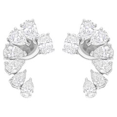 1.98 Carat SI/H Oval Pear Brilliant Cut Diamond Earrings 14 Karat White Gold