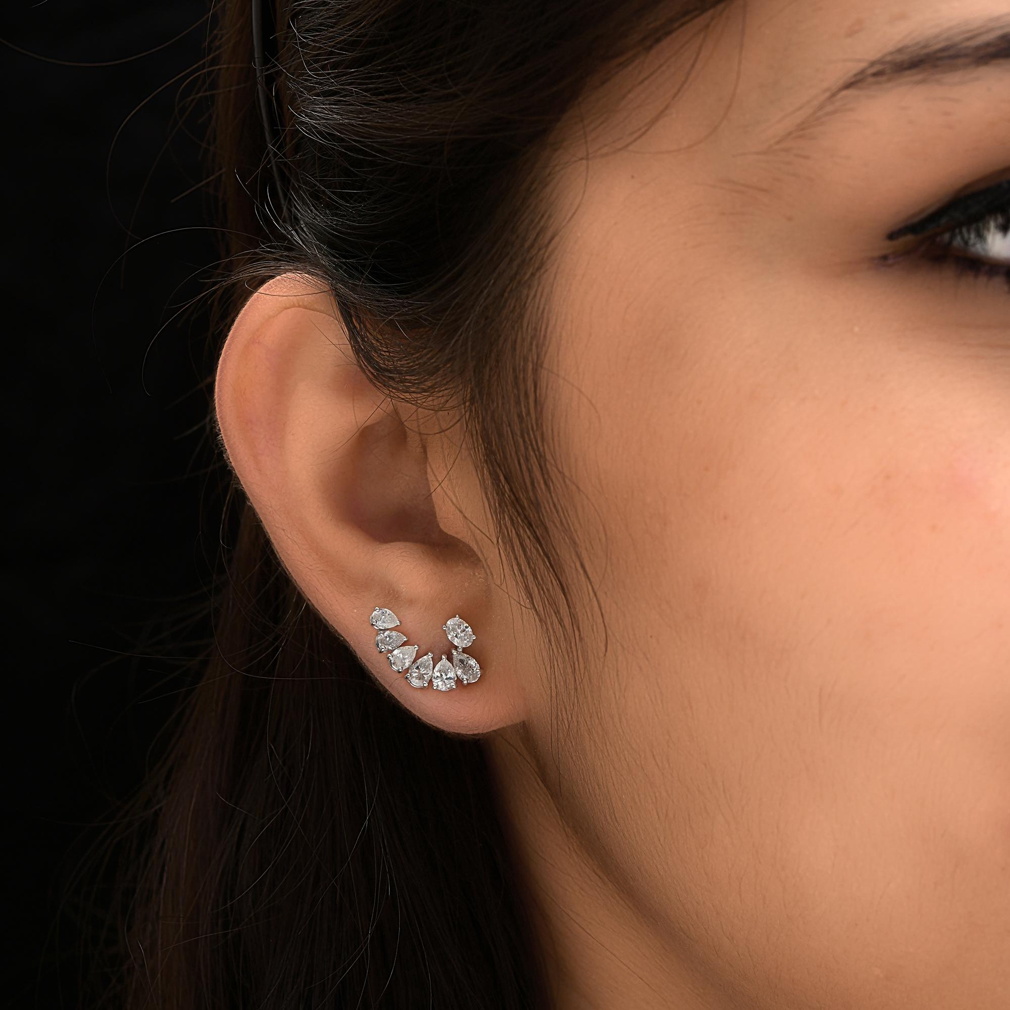 Pendientes de diamantes talla brillante pera oval SI/H de 1,98 quilates y 18 quilates de oro blanco Moderno en venta
