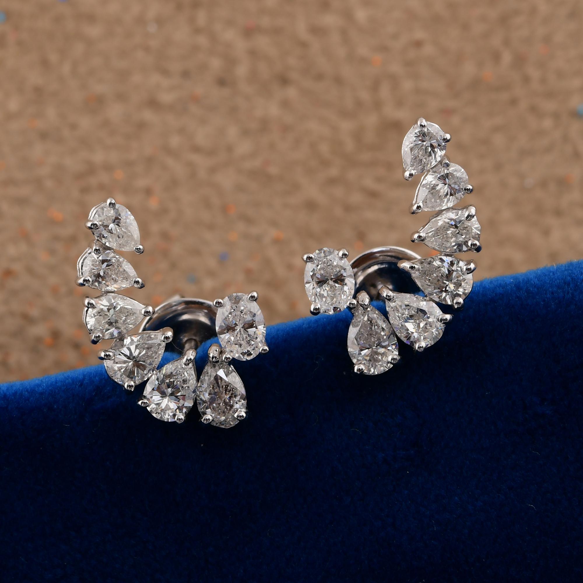 Pendientes de diamantes talla brillante pera oval SI/H de 1,98 quilates y 18 quilates de oro blanco Corte pera en venta