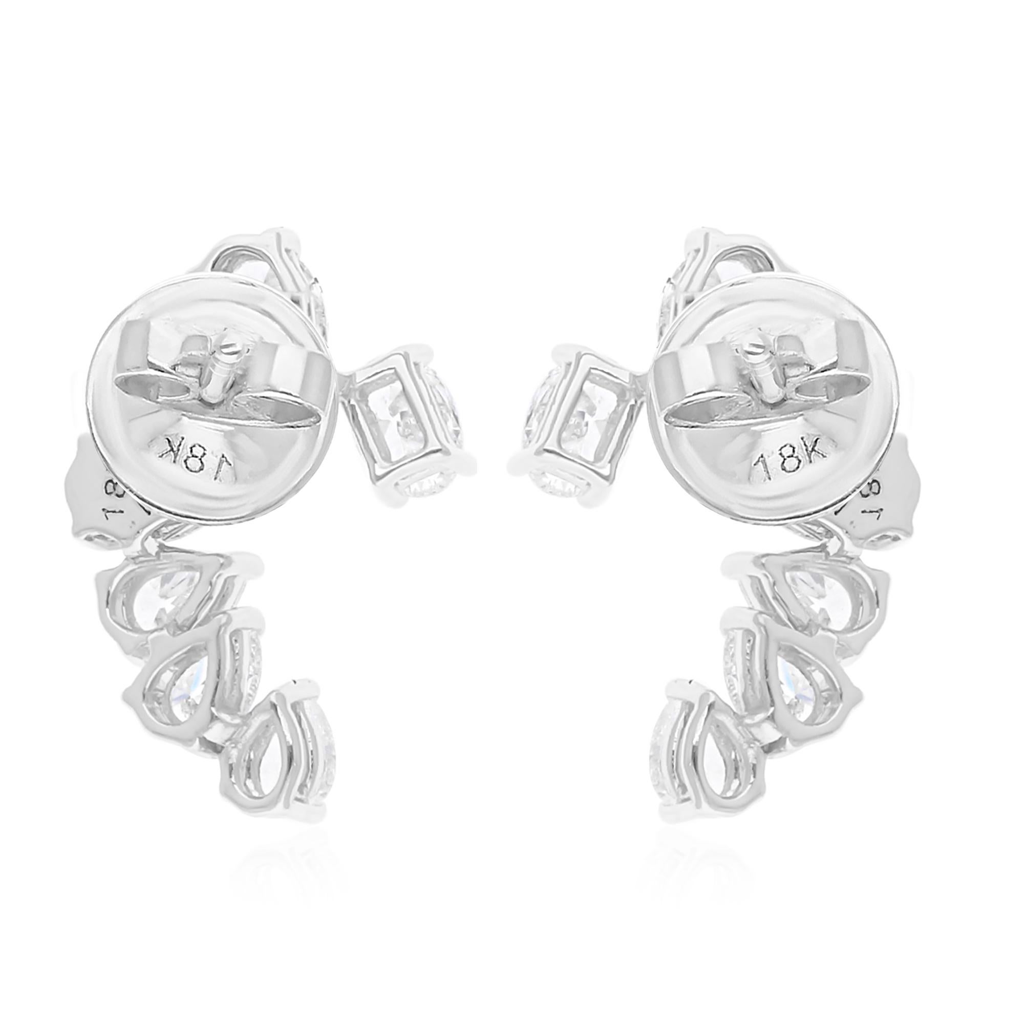 De las mujeres Pendientes de diamantes talla brillante pera oval SI/H de 1,98 quilates y 18 quilates de oro blanco en venta