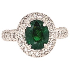 1.98 Carat Tsavorite and Diamond Gold Ring