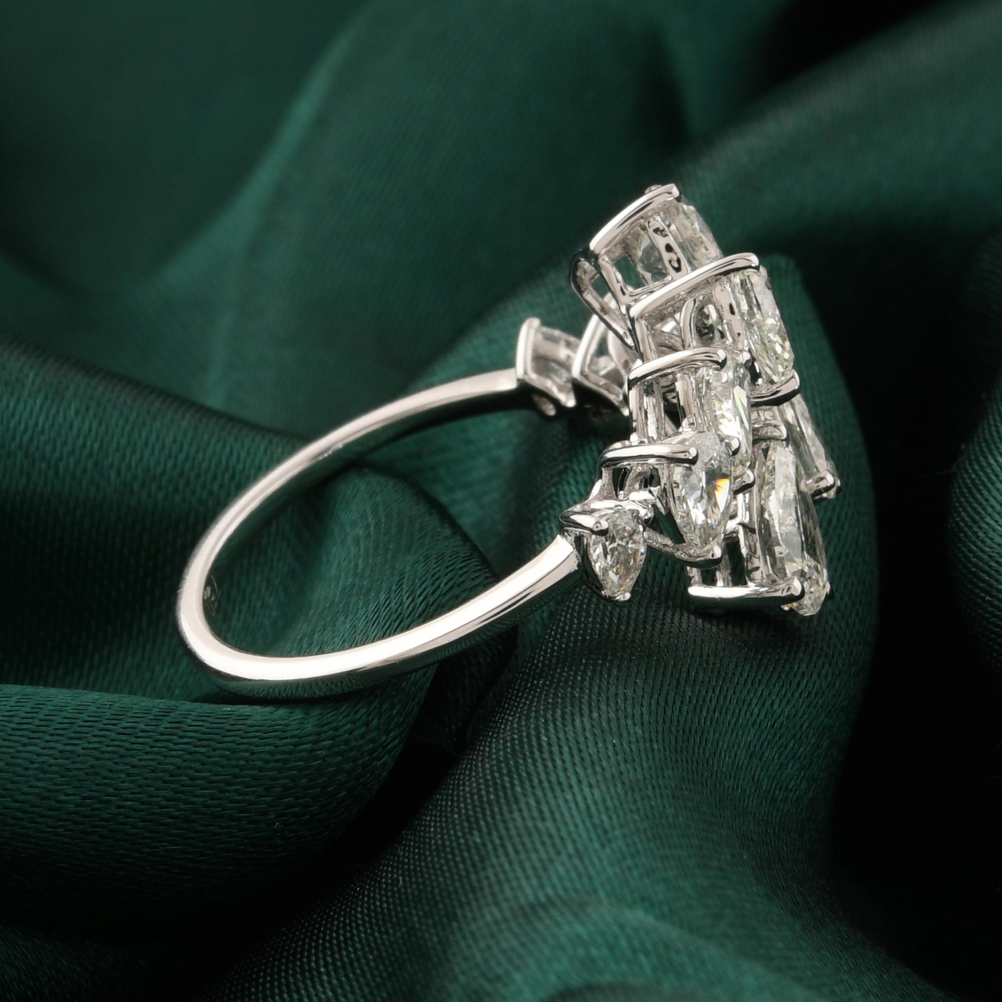 Im Angebot: 1,98 Ct Birnenschliff natürlicher Diamant offener Bypass Blatt Ring 14K Weißgold Schmuck () 7