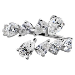 1,98 Ct Birnenschliff natürlicher Diamant offener Bypass Blatt Ring 18K Weißgold Schmuck