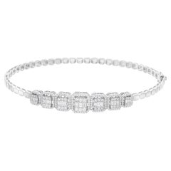 1,98 ct SI Claridad HI Color Diamante Baguette Brazalete 14 Quilates Oro Blanco