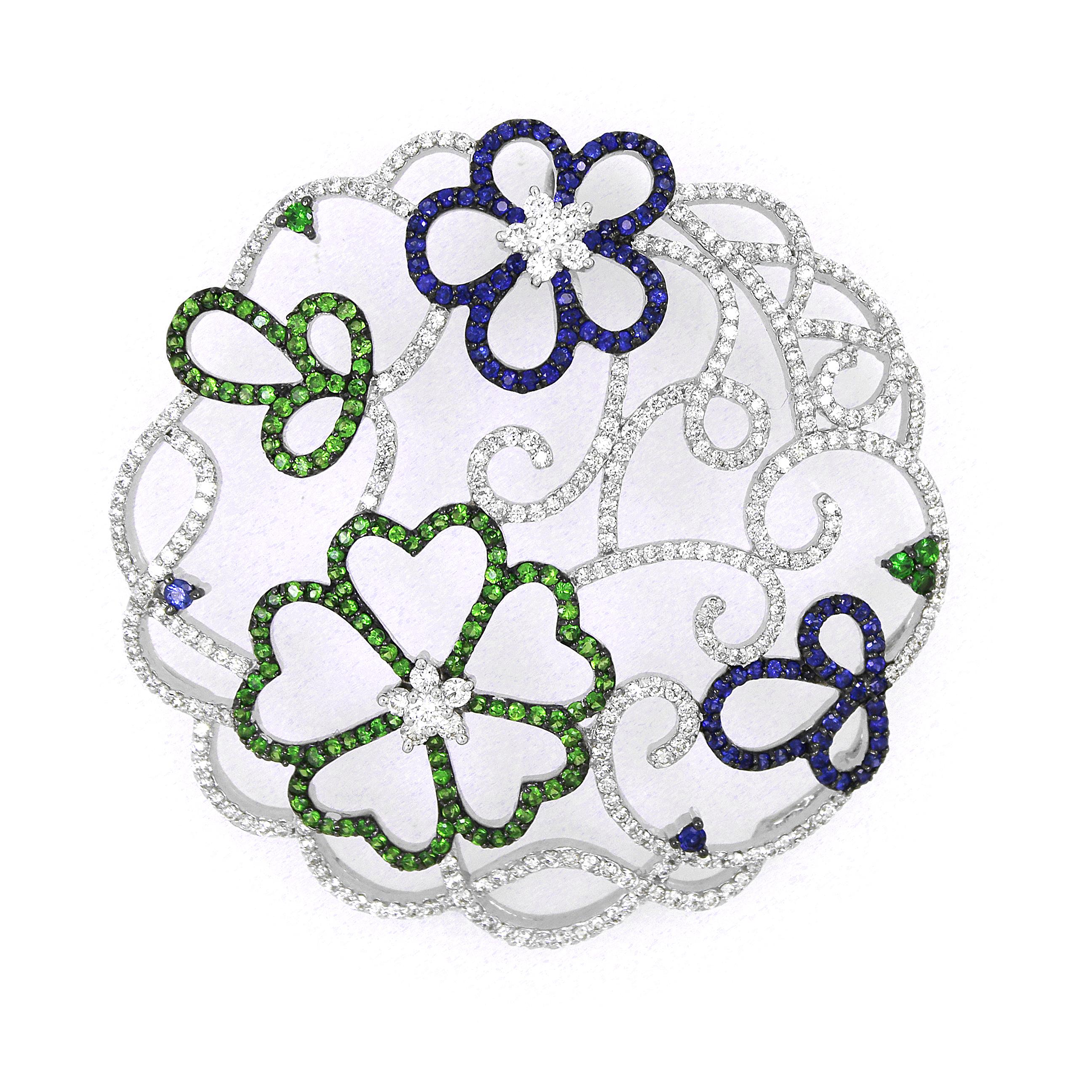 Ciondolo con fiore di diamante bianco da 1,98 carati