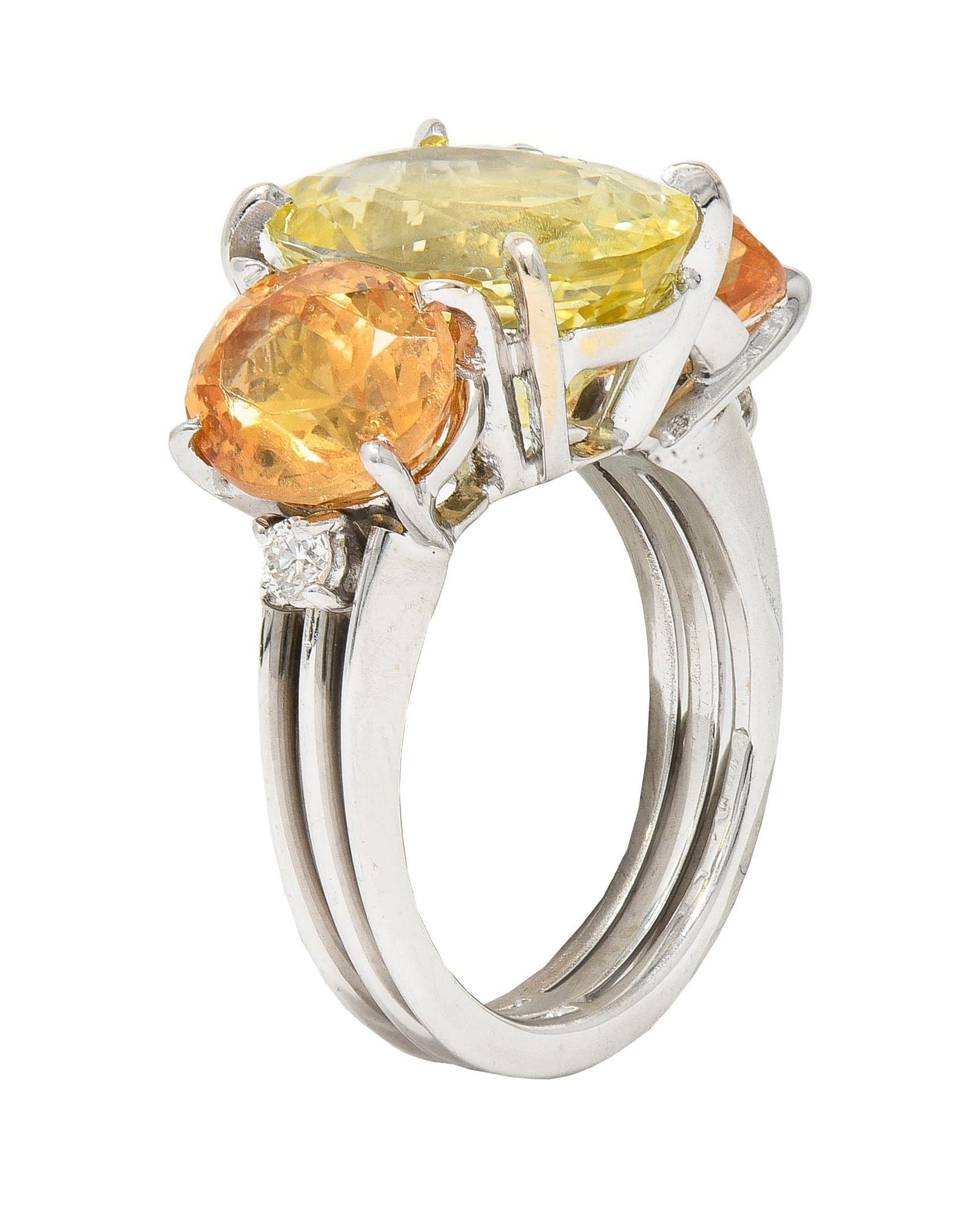 1980 16.58 CTW No Heat Ceylon Sapphire Garnet Diamond 18K Gold Vintage Ring GIA For Sale 5