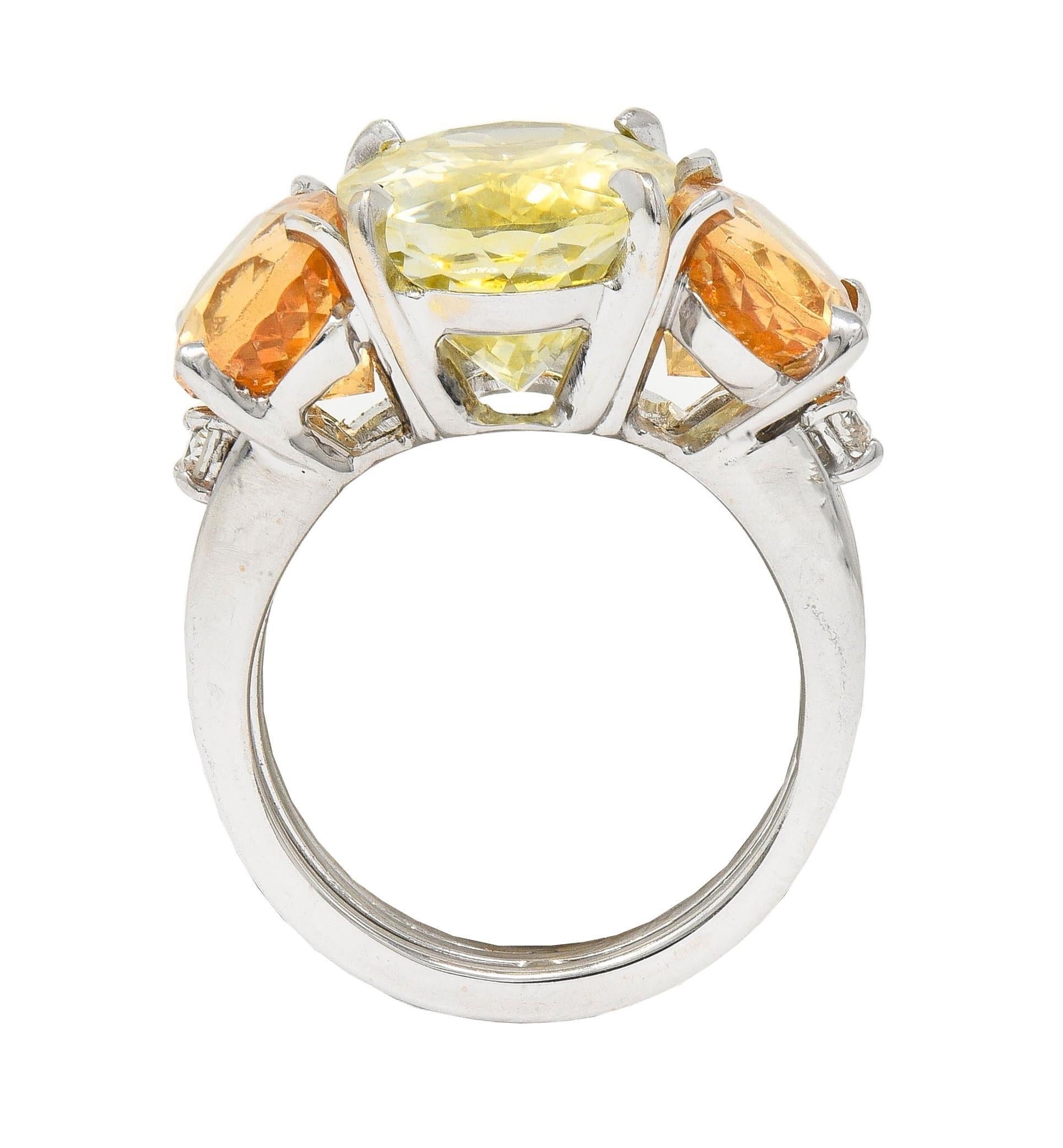 1980 16.58 CTW No Heat Ceylon Sapphire Garnet Diamond 18K Gold Vintage Ring GIA For Sale 6