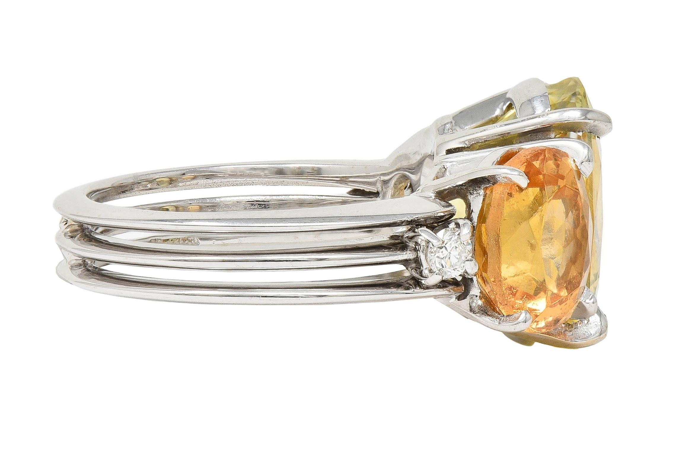 1980 16.58 CTW No Heat Ceylon Sapphire Garnet Diamond 18K Gold Vintage Ring GIA In Excellent Condition For Sale In Philadelphia, PA