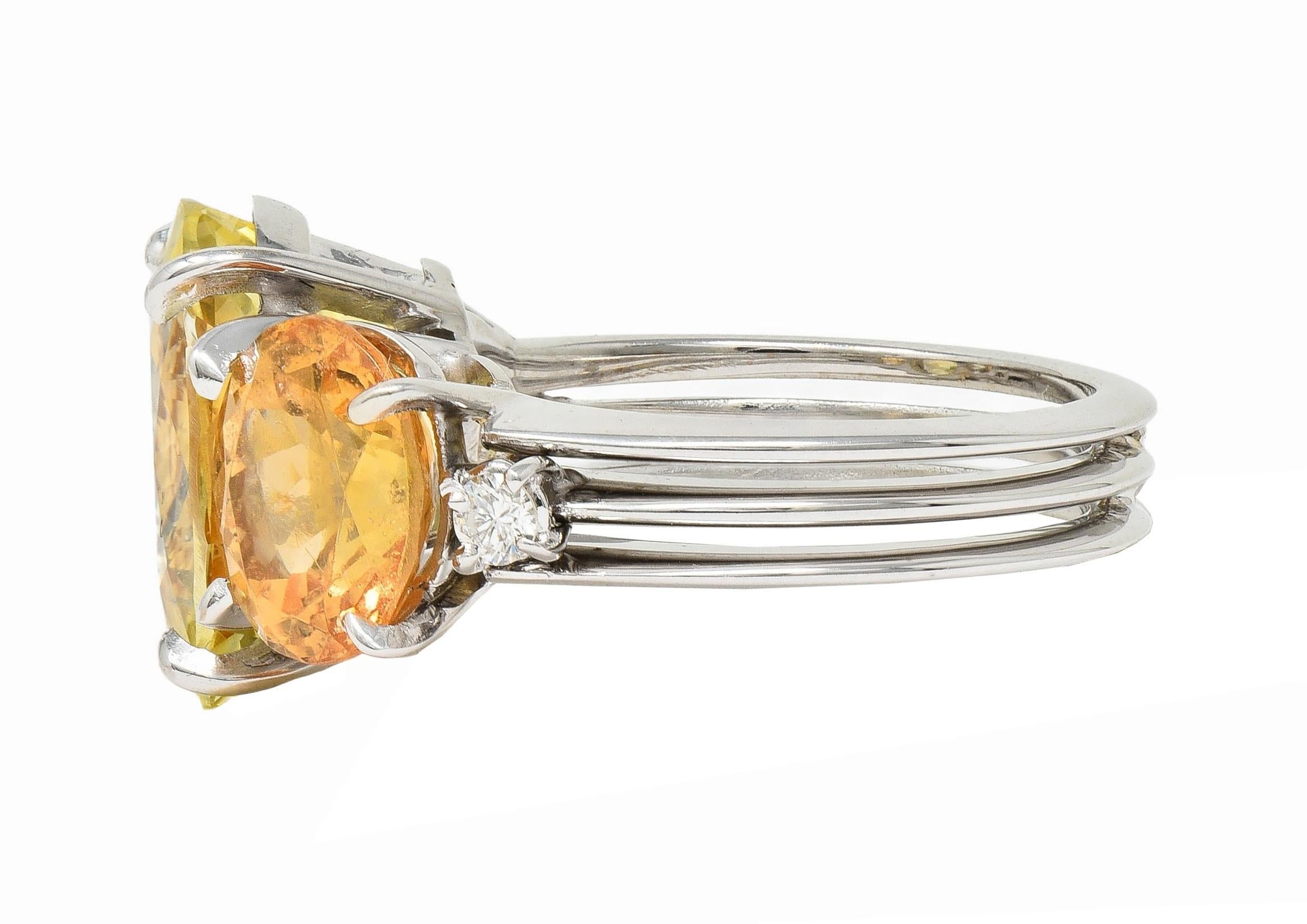 1980 16.58 CTW No Heat Ceylon Sapphire Garnet Diamond 18K Gold Vintage Ring GIA For Sale 1