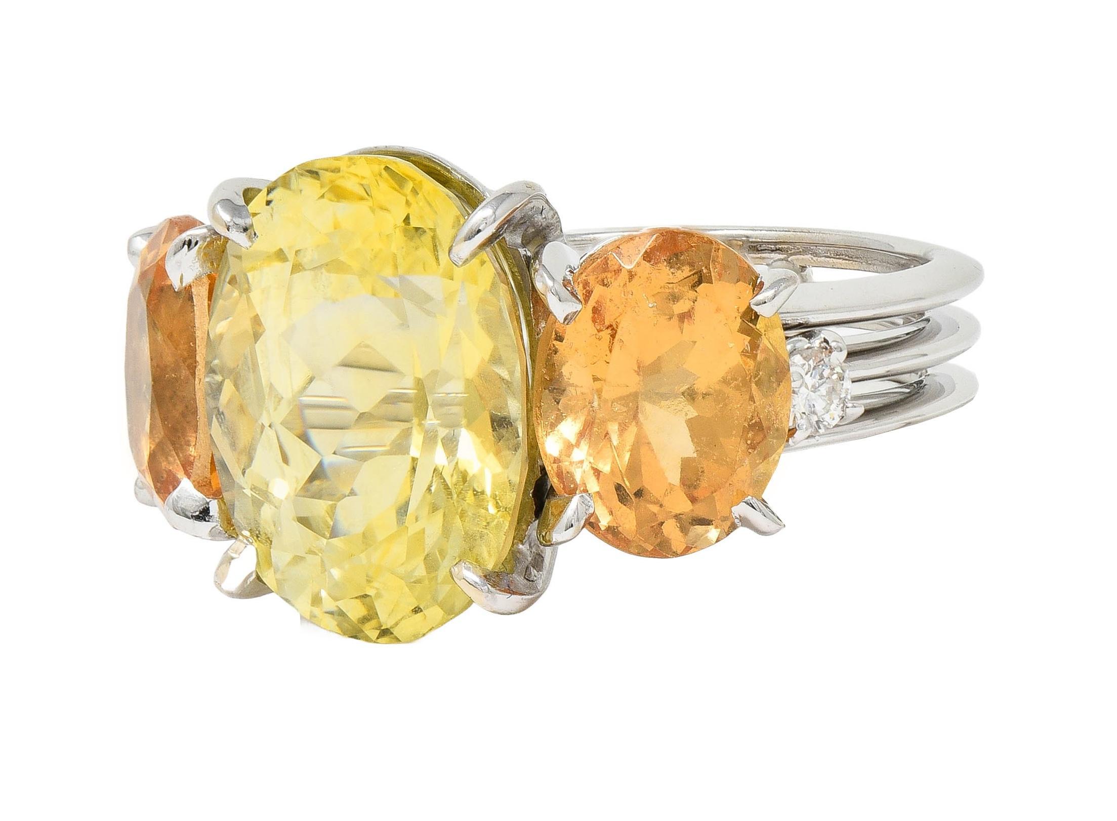 1980 16.58 CTW No Heat Ceylon Sapphire Garnet Diamond 18K Gold Vintage Ring GIA For Sale 2