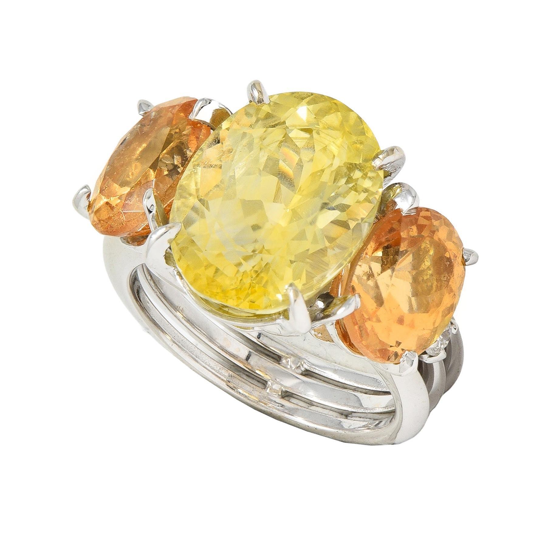 1980 16.58 CTW No Heat Ceylon Sapphire Garnet Diamond 18K Gold Vintage Ring GIA For Sale 4